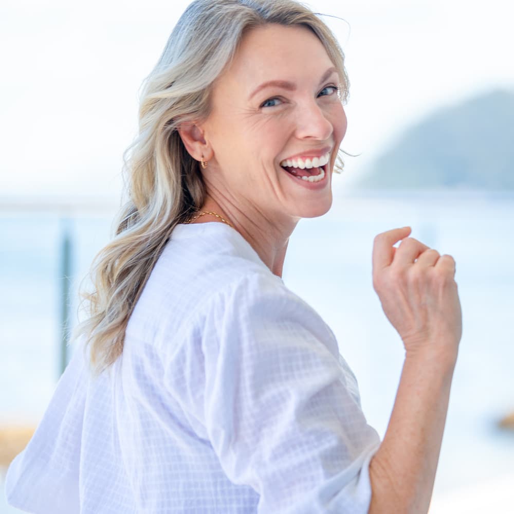 Happy Lady In White 